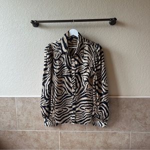Fashion Nova Animal Print Zebra Blouse in Large SHIPS FAST